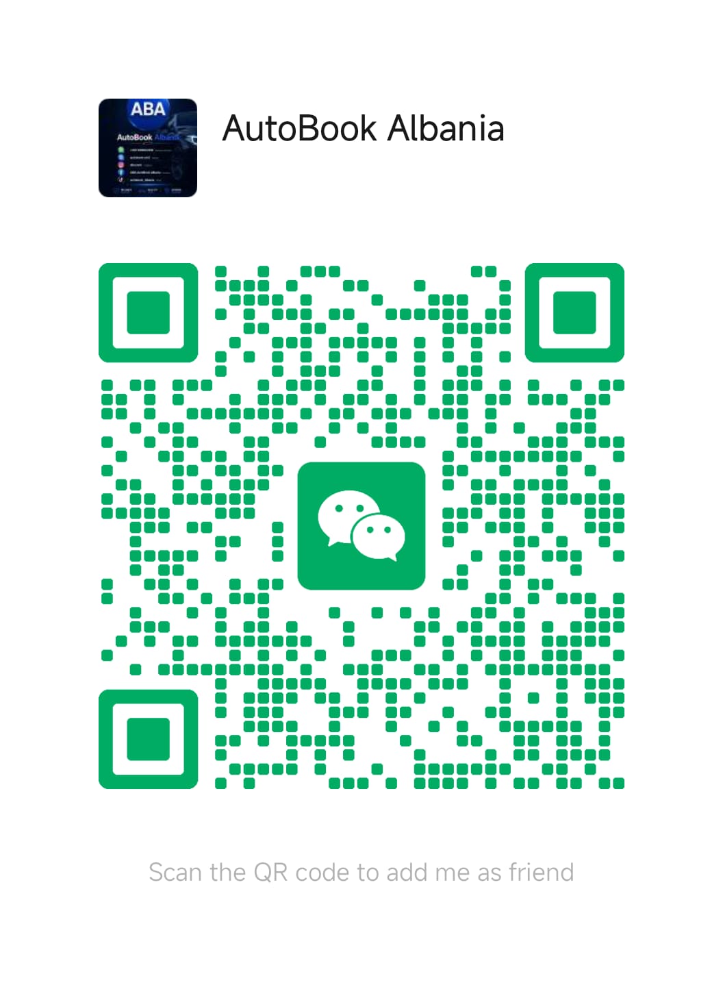 AutoBook Albania WeChat QR Code for Chinese travelers